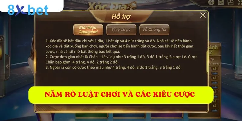 Xóc đĩa 8xbet - Sân chơi uy tín số 1, khuyến mãi khủng Để chơi hiệu quả, bạn cần hiểu rõ về các loại cược